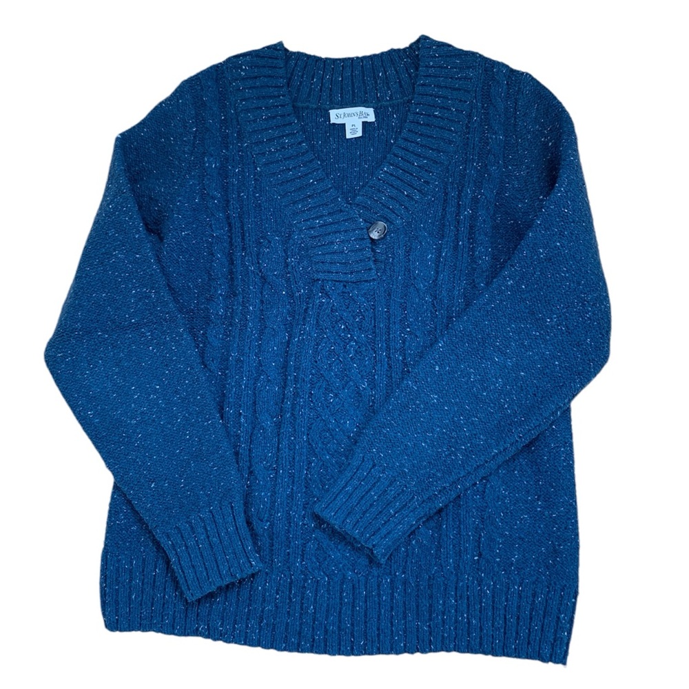 ST. JOHN’S BAY | Deep Turquoise Knit Sweater with Button Detail Large (Petit)